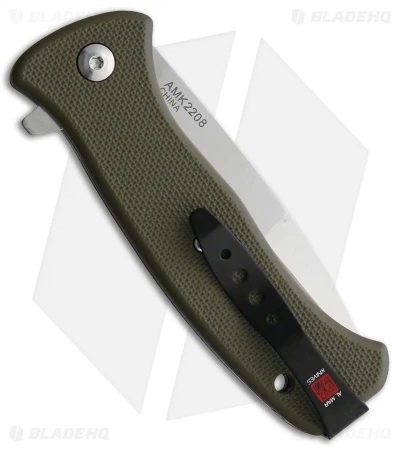 Al Mar Mini SERE 2020 Spring Assisted Knife OD Green GFN (3" Satin) 2 Al Mar Mini SERE 2020 Spring Assisted Knife OD Green GFN (3" Satin) - Image 2