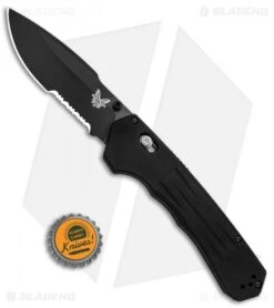Benchmade 407SBK Vallation AXIS-Assist Knife Black (3.7" Black Serr) -Benchmade Knife Sale Benchmade 407SBK Vallation AXIS Assist Black Black Serr BHQ 84270 jr bottlecap 2