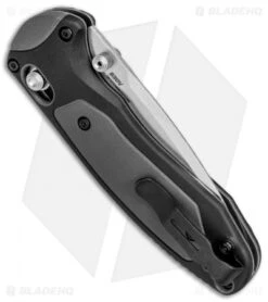 Benchmade 595S Mini Boost AXIS-Assist Knife Black/Gray (3.11" Satin Serr) -Benchmade Knife Sale Benchmade 595S Mini Boost AXIS Assist Black Gray Satin Serr BHQ 78912 jr side
