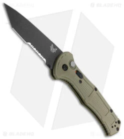 Benchmade Claymore Tanto Automatic Knife OD Green (3.6" Black Serr) 9071SBK-1