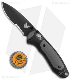 Benchmade 595SBK Mini Boost AXIS-Assist Knife Black/Gray (3.11" Black Serr) -Benchmade Knife Sale Benchmade Mini Boost AXIS Assist Black Gray Black Serr 595SBK BHQ 78761 jr bottlecap