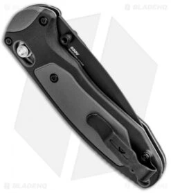 Benchmade 595SBK Mini Boost AXIS-Assist Knife Black/Gray (3.11" Black Serr) -Benchmade Knife Sale Benchmade Mini Boost AXIS Assist Black Gray Black Serr 595SBK BHQ 78761 jr side