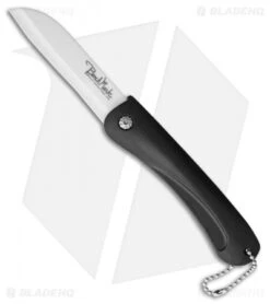 Benchmark Ceramic Folding Knife Black Rubber Handle (3" White)