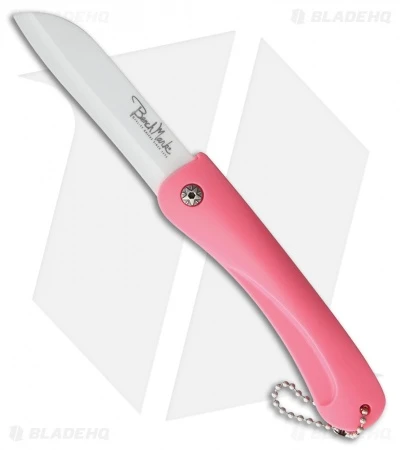 Benchmark Ceramic Folding Knife Pink Rubber Handle (3" White) 1 Benchmark Ceramic Folding Knife Pink Rubber Handle (3" White)
