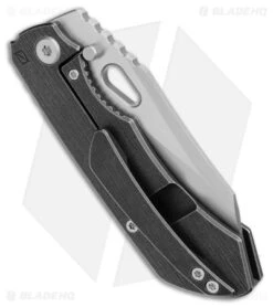 Custom Knife Factory Rotten EVO 3.0 Frame Lock Knife Black Titanium (4" Satin) -Benchmade Knife Sale Custom Knife Factory Rotten EVO Dark Ti Satin BHQ 176856 jr side