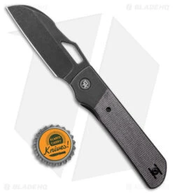 Divo Knives Stout Frame Lock Knife Titanium/Black Micarta (3" BW) -Benchmade Knife Sale Divo Knives Stout FL Ti Black Micarta Black Wash BHQ 176276 jr bottlecap