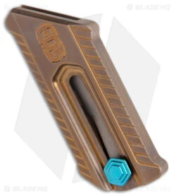 EOS X Chaves Customized CHUB Bronzed Titanium (1" Satin Utility Blade) -Benchmade Knife Sale EOS Chaves Customized CHUB Bronze Blue Utility Blade BHQ 167556 jr spine