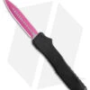 EOS Harpoon OTF Auto Dagger Knife Black Al/Ti (3.75" Pink/Satin 20CV)