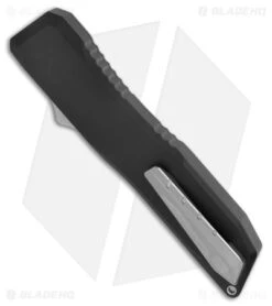 EOS Harpoon OTF Automatic Knife Dagger Black Aluminum (3.75" Two-Tone Red) -Benchmade Knife Sale EOS Harpoon OTF Auto Dagger Black Aluminum Raw TT Red BHQ 176938 jr side