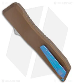 EOS Harpoon OTF Automatic Knife Tanto Bronze Alum/Blue (3.75" Two-Tone) -Benchmade Knife Sale EOS Harpoon OTF Auto Tanto Bronze Aluminum Blue Black BHQ 176939 jr side