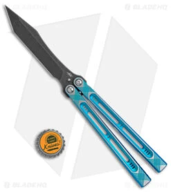 Heibel Knives Menace Balisong Knife Blue Titanium (4.6" Black Stonewash) #090 7 Heibel Knives Menace Balisong Knife Blue Titanium (4.6" Black Stonewash) #090 -Benchmade Knife Sale Heibel Knives Menace Balisong Ti tt blue BHQ 147583 jr bottlecap