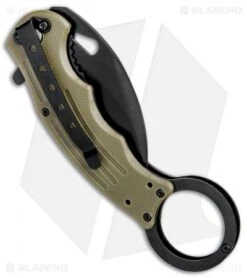 Mantis Karambit Spring Assisted Knife Tan G-10 (2.75" Black) 6 Mantis Karambit Spring Assisted Knife Tan G-10 (2.75" Black) -Benchmade Knife Sale Mantis Karambit SA Tan G 10 Black MANMK5T BHQ 56617 jr side