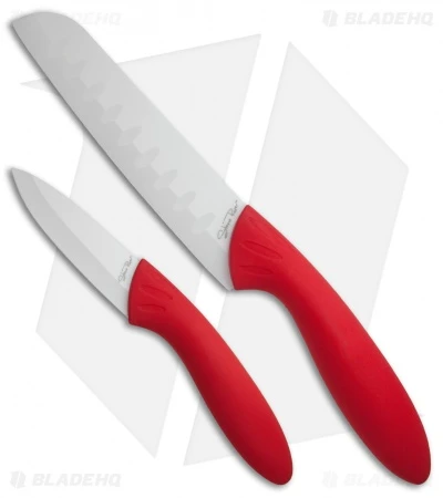 Stone River Gear Two Piece White/Red Ceramic Knife Set - SRG23CKR 1 Stone River Gear Two Piece White/Red Ceramic Knife Set - SRG23CKR