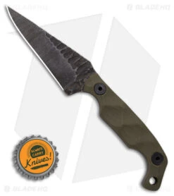 Stroup Knives Mini EDC Fixed Blade Knife OD Green G-10 (3.1" Black SW) -Benchmade Knife Sale Stroup Knives Mini EDC FBK OD Green G10 3in Black SW BHQ 142121 td size