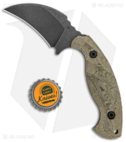 Toor Knives Karsumba Karambit Fixed Blade Green Canvas Micarta (2.5" Black SW) -Benchmade Knife Sale Toor Knives Karsumba Burlap Green jr bottlecap